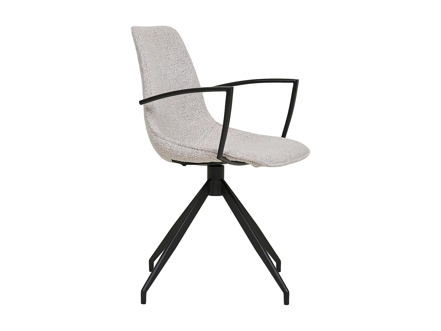 Chaise pivotante sable en tissu bouclette avec accoudoirs (lot de 2) AMSTERDAM