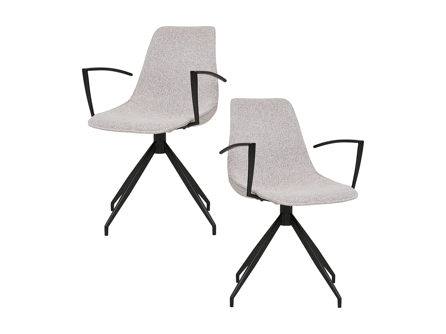 Chaise pivotante sable en tissu bouclette avec accoudoirs (lot de 2) AMSTERDAM