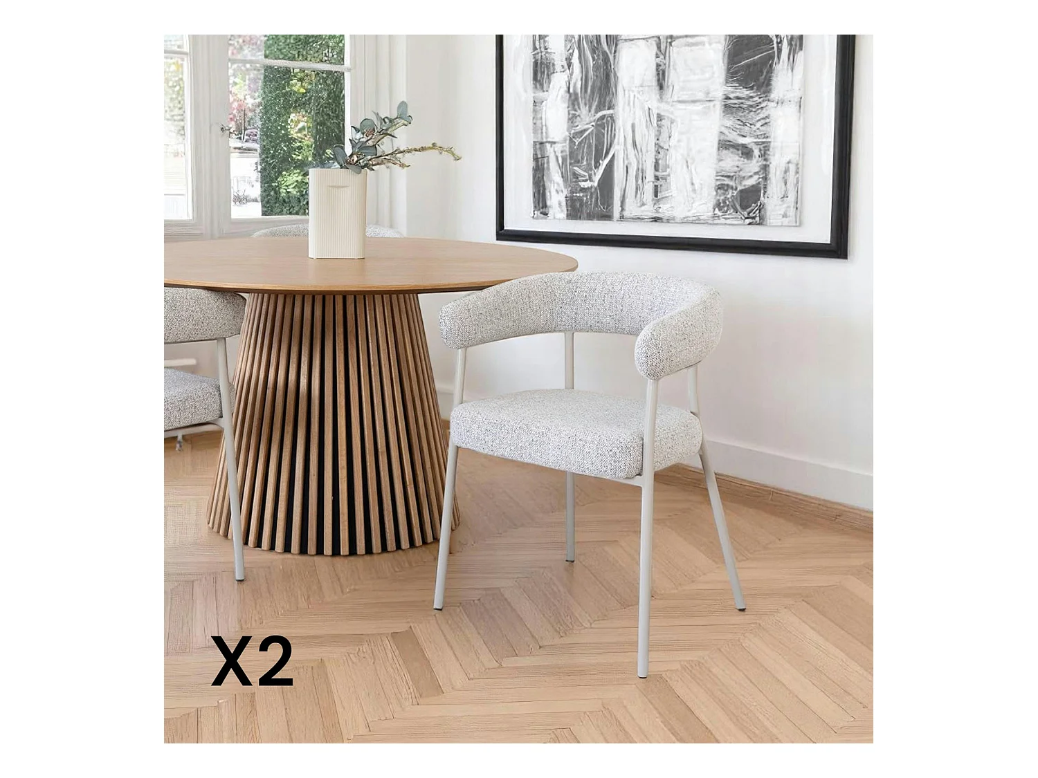 Chaise de salle à manger sable avec pieds gris (lot de 2) MONTREUX