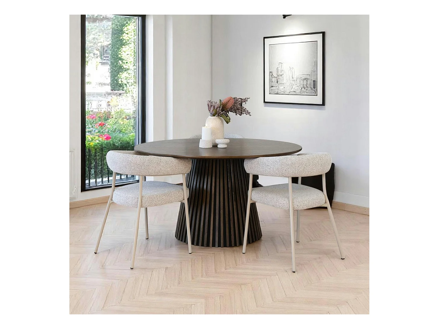 Chaise de salle à manger sable avec pieds gris (lot de 2) MONTREUX