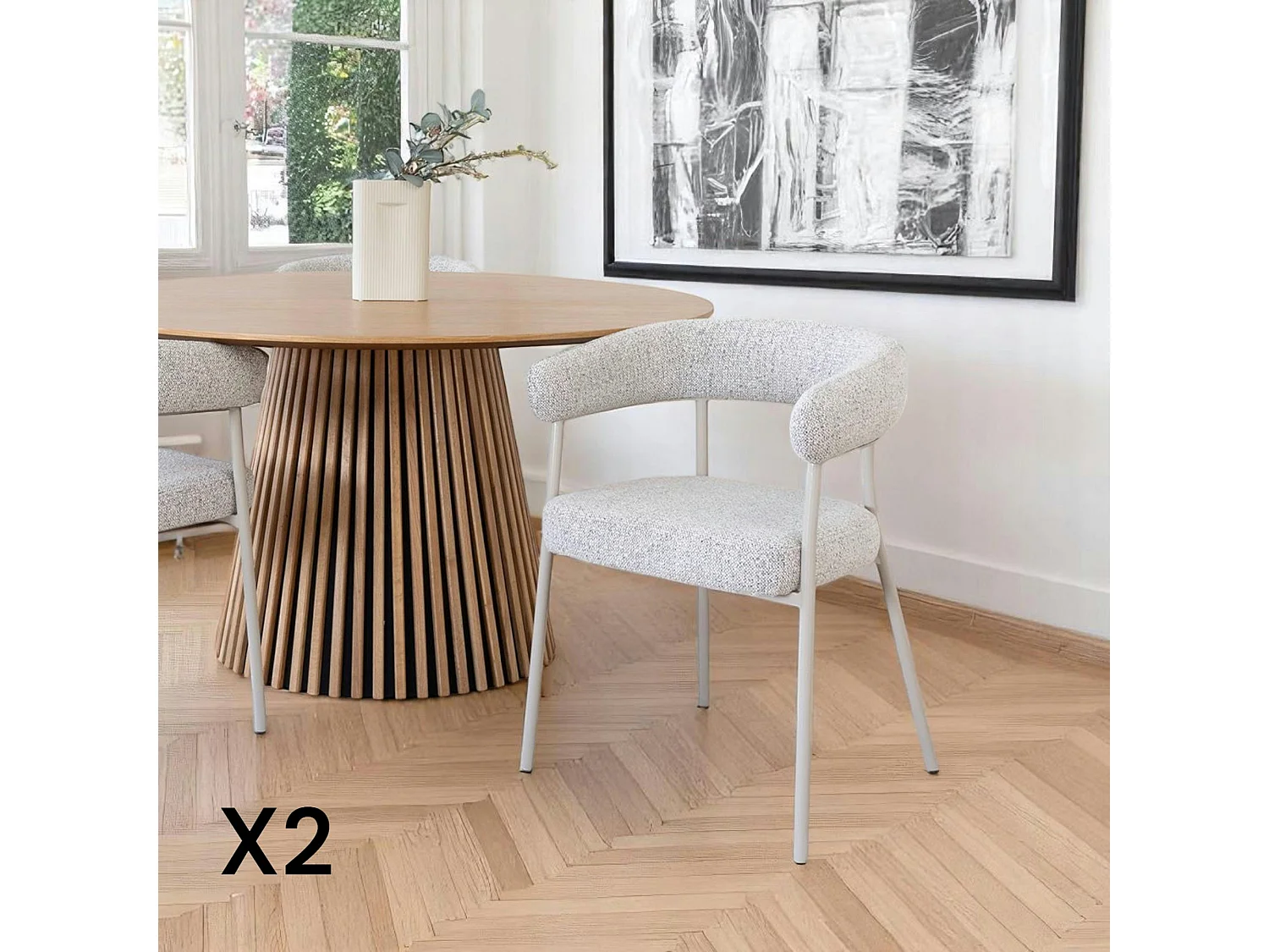 Chaise de salle à manger sable avec pieds gris (lot de 2) MONTREUX