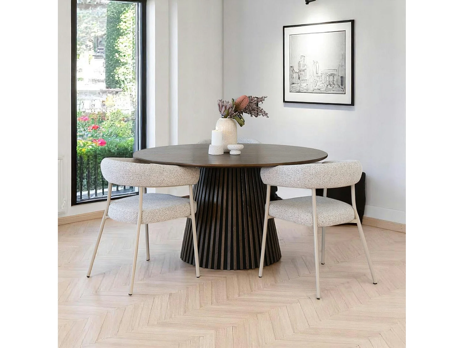 Chaise de salle à manger sable avec pieds gris (lot de 2) MONTREUX