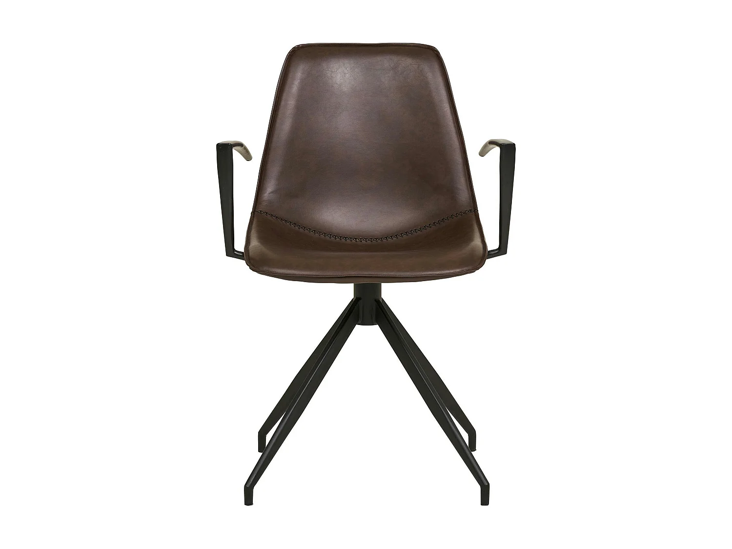 Chaise pivotante marron avec accoudoirs et motif couture (lot de 2) AMSTERDAM