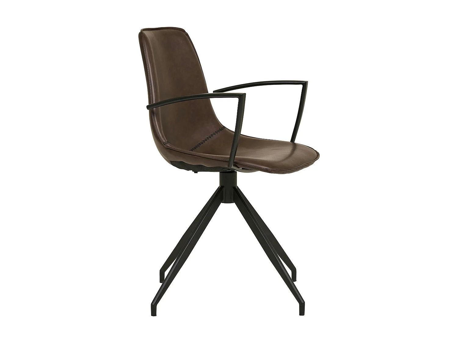 Chaise pivotante marron avec accoudoirs et motif couture (lot de 2) AMSTERDAM