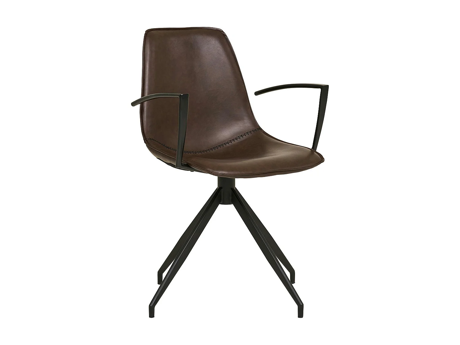 Chaise pivotante marron avec accoudoirs et motif couture (lot de 2) AMSTERDAM