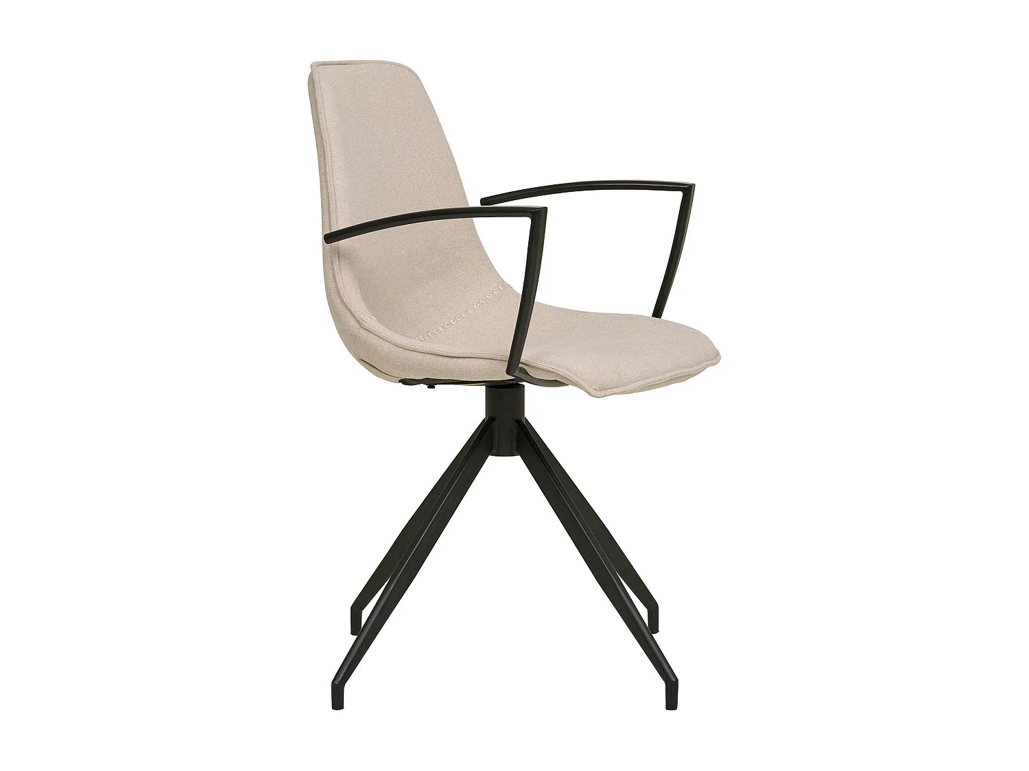 Chaise pivotante beige sable avec accoudoirs et motif couture (lot de 2) AMSTERDAM