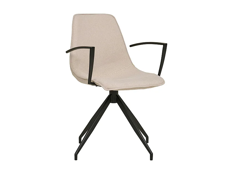 Chaise pivotante beige sable avec accoudoirs et motif couture (lot de 2) AMSTERDAM