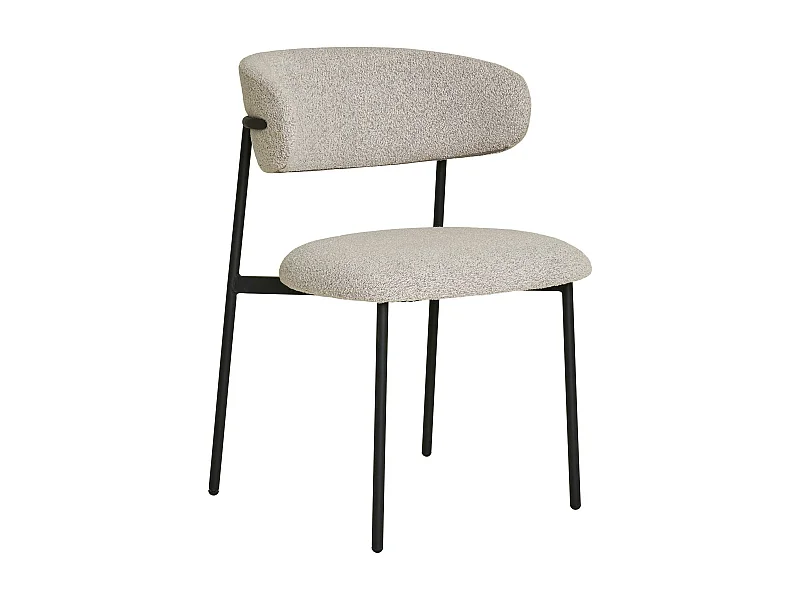 Chaise de salle à manger sable en bouclette avec dossier arrondi (lot de 2) MONTREUX