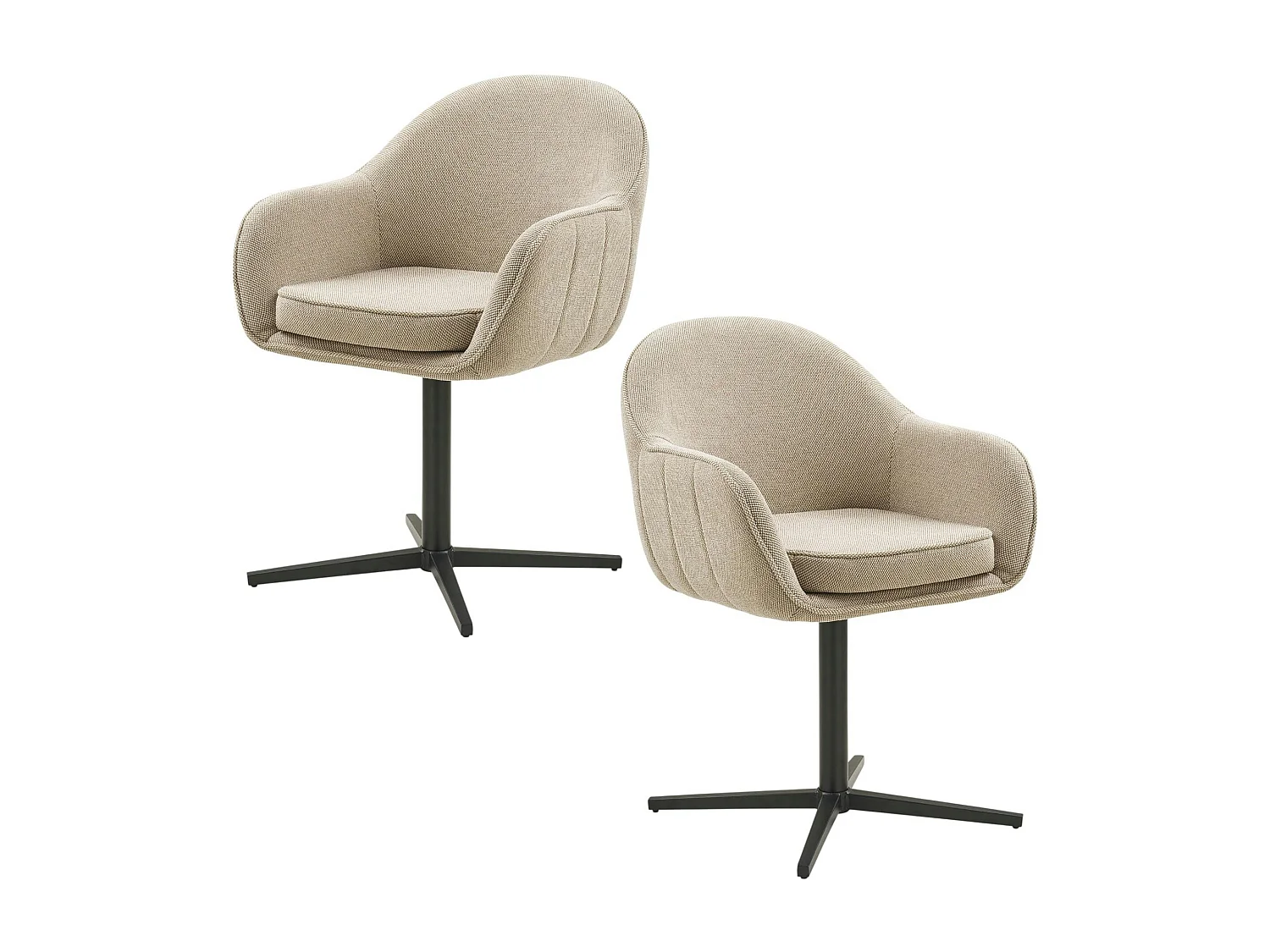 Chaise pivotante gris clair avec dossier rond et piètement noir (lot de 2) MONTREUX