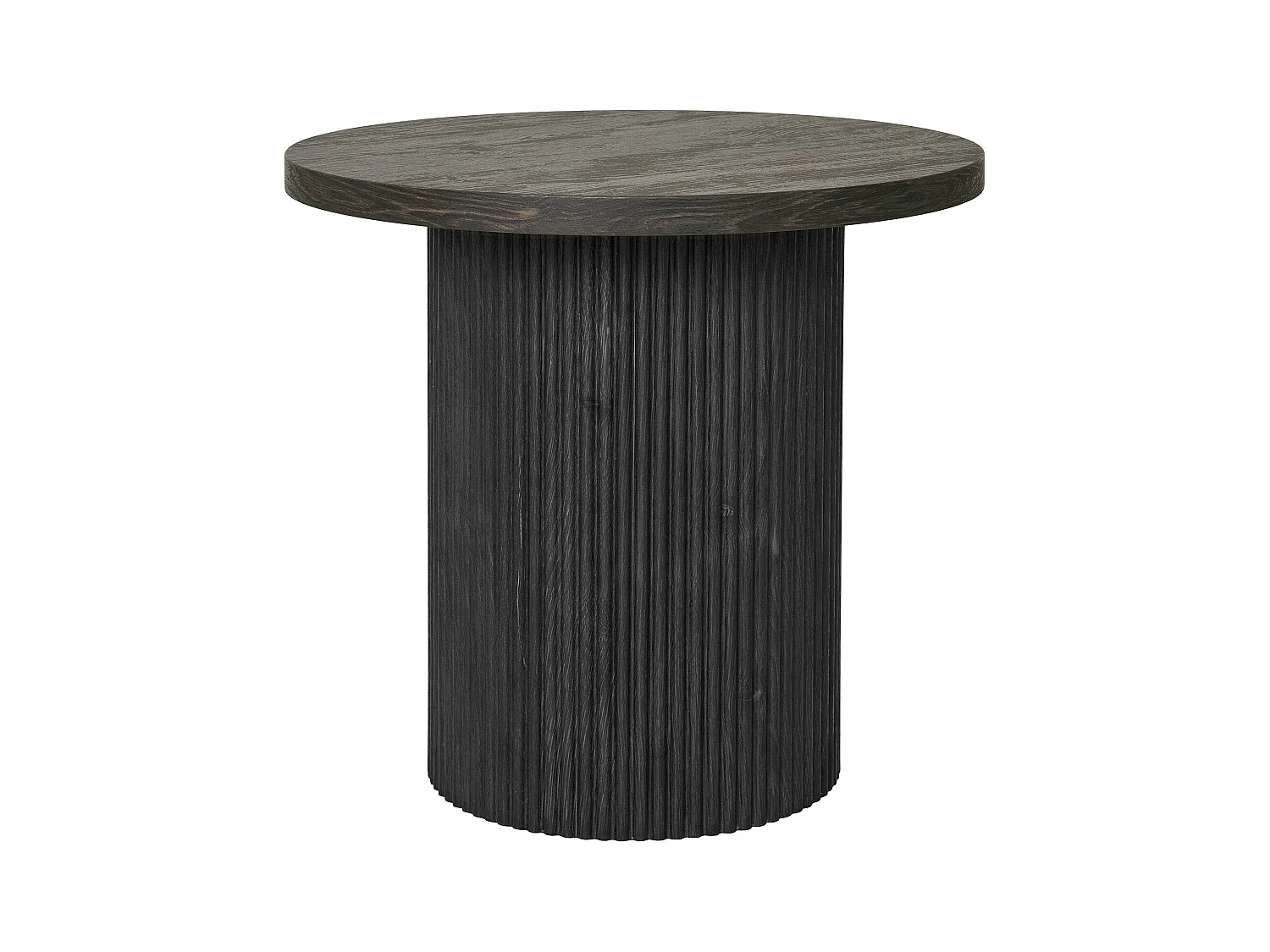 Bout de canapé rond effet bois foncé MATERA