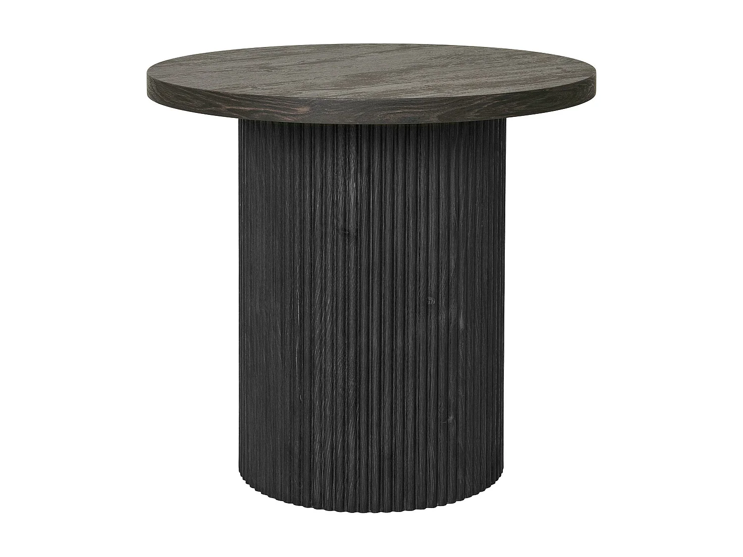 Bout de canapé rond effet bois foncé MATERA