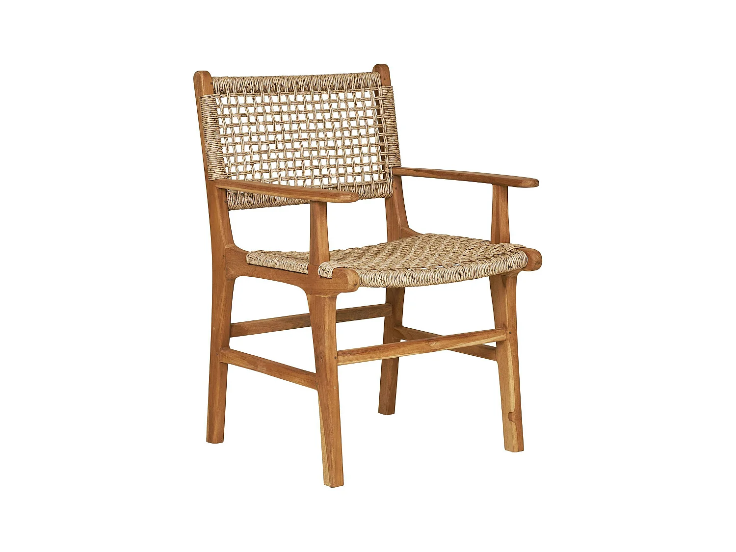 Chaise de jardin en teck et résine tressée avec accoudoirs (lot de 2) MENDOZA