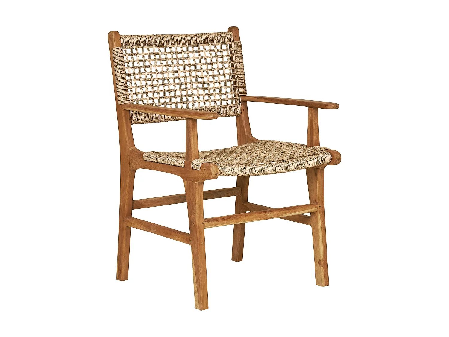 Chaise de jardin en teck et résine tressée avec accoudoirs (lot de 2) MENDOZA