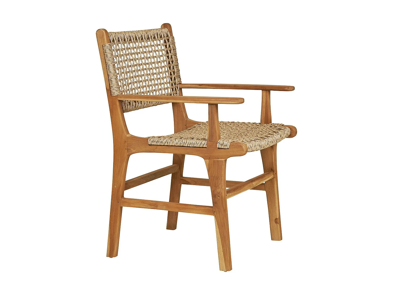 Chaise de jardin en teck et résine tressée avec accoudoirs (lot de 2) MENDOZA