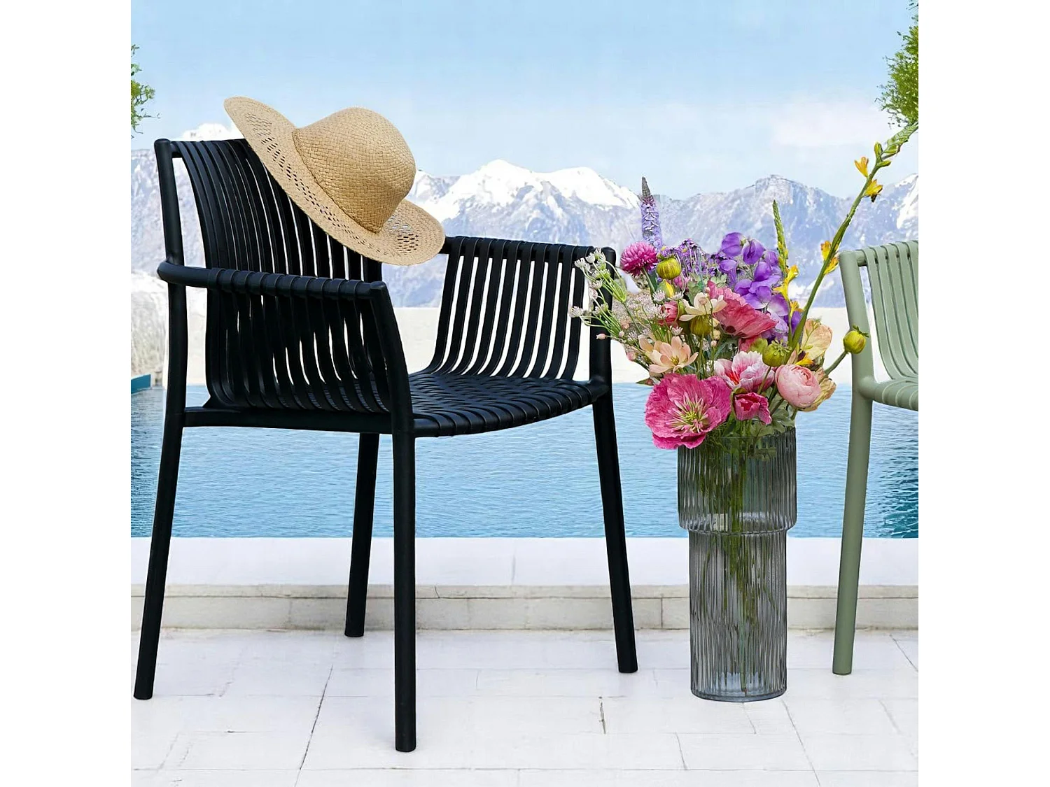Chaise de jardin noire (lot de 4) MENDOZA