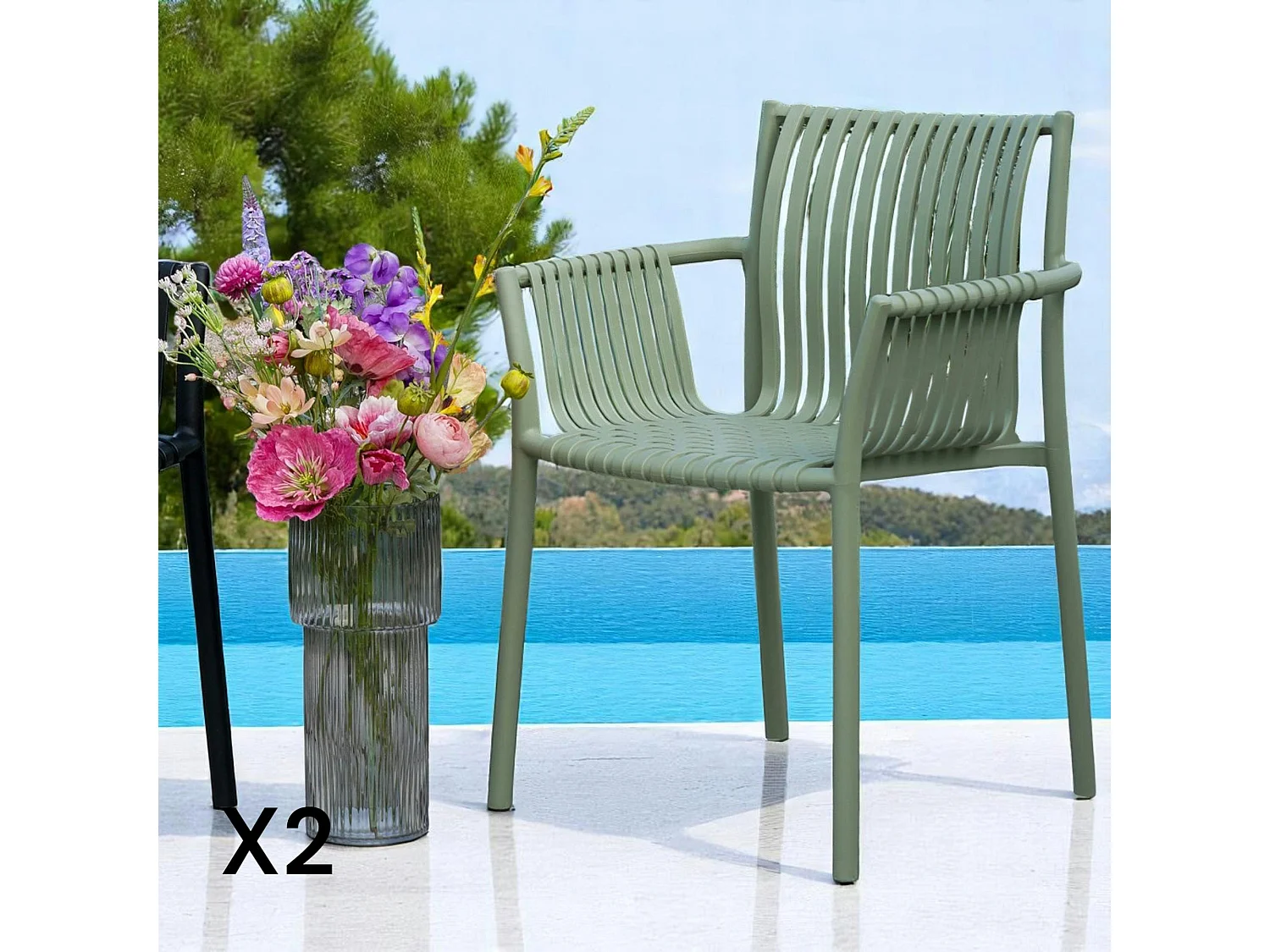 Chaise de jardin verte (lot de 4) MENDOZA