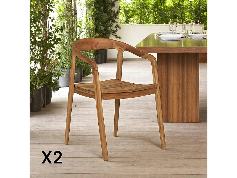 Chaise de jardin design en teck (lot de 2) MENDOZA
