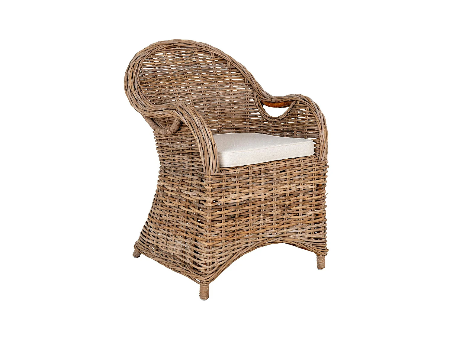 Fauteuil de jardin en rotin gris avec coussin d'assise MENDOZA