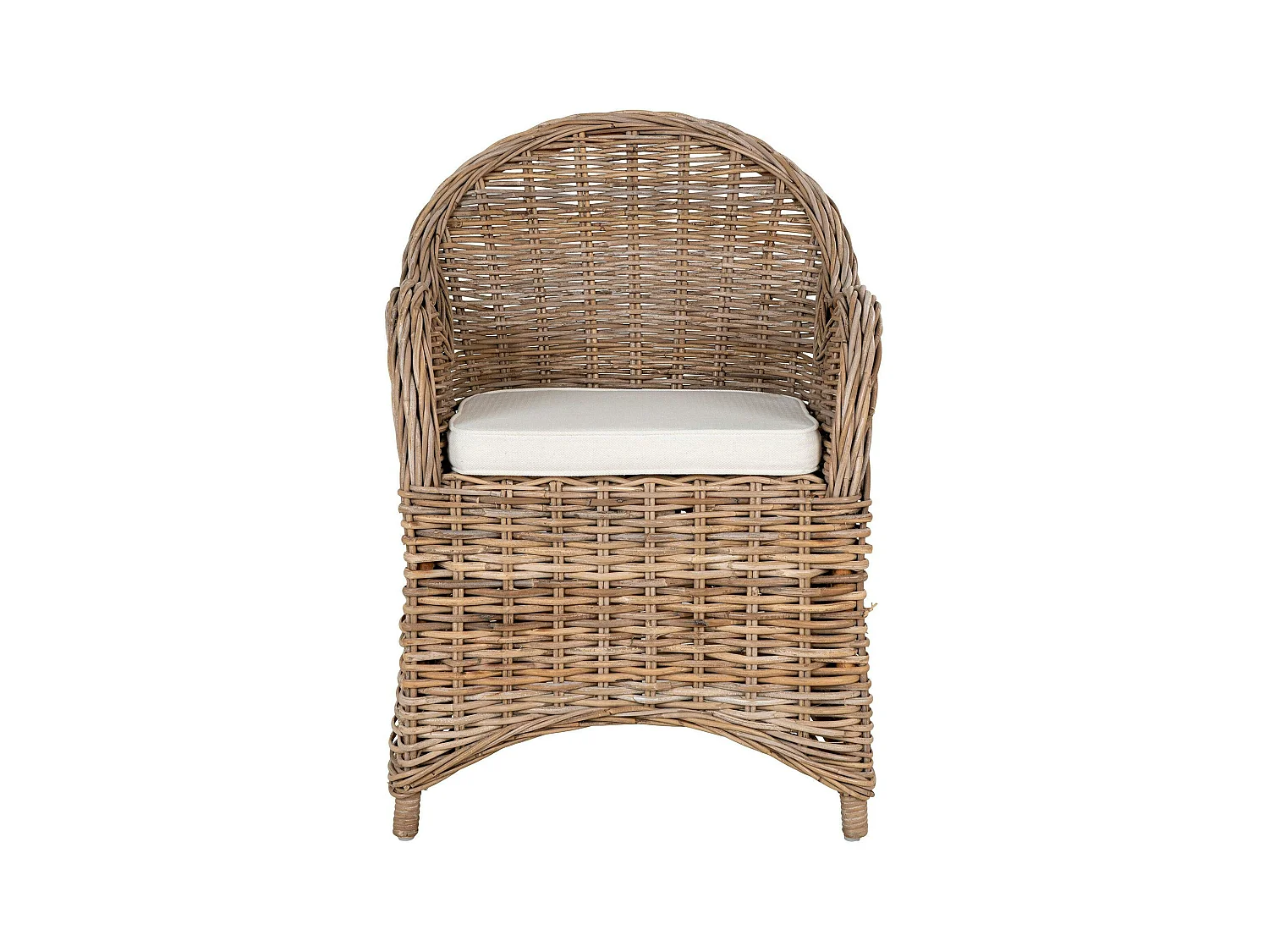 Fauteuil de jardin en rotin gris avec coussin d'assise MENDOZA