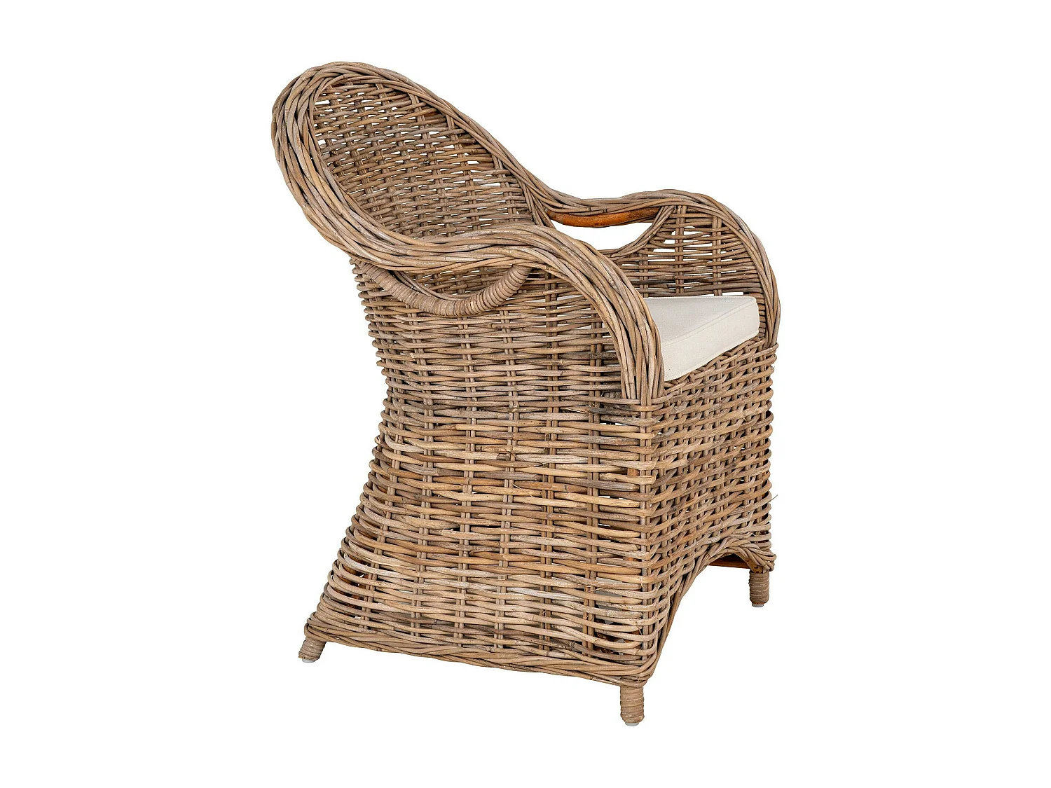 Fauteuil de jardin en rotin gris avec coussin d'assise MENDOZA