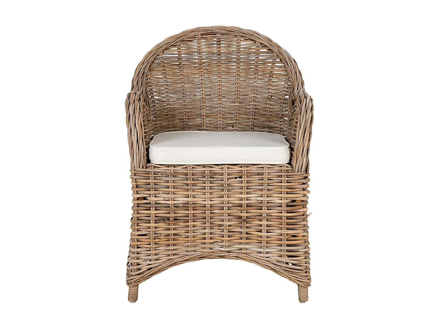 Fauteuil de jardin en rotin gris avec coussin d'assise MENDOZA