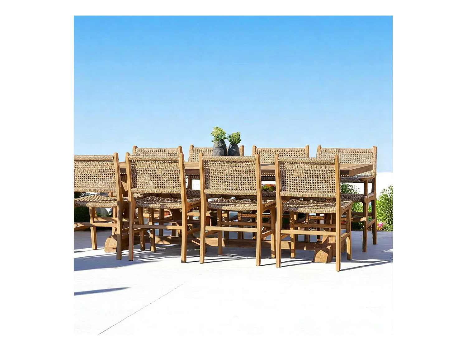 Chaise de jardin en teck et résine tressée (lot de 2) MENDOZA