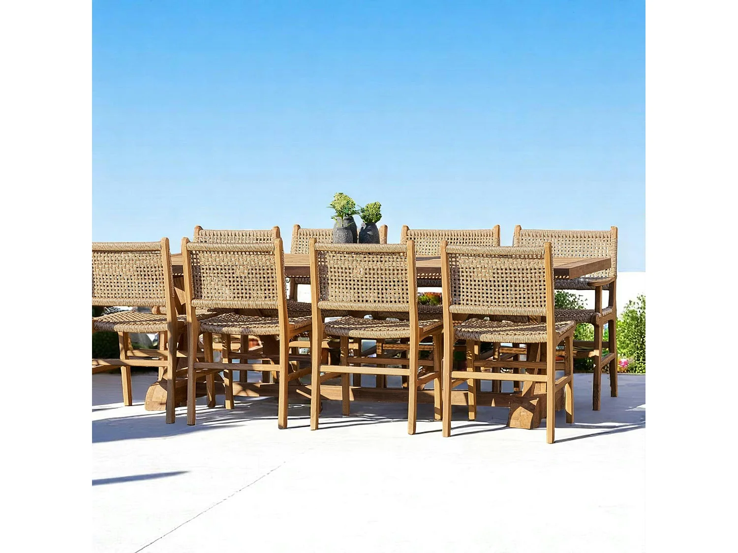 Chaise de jardin en teck et résine tressée (lot de 2) MENDOZA