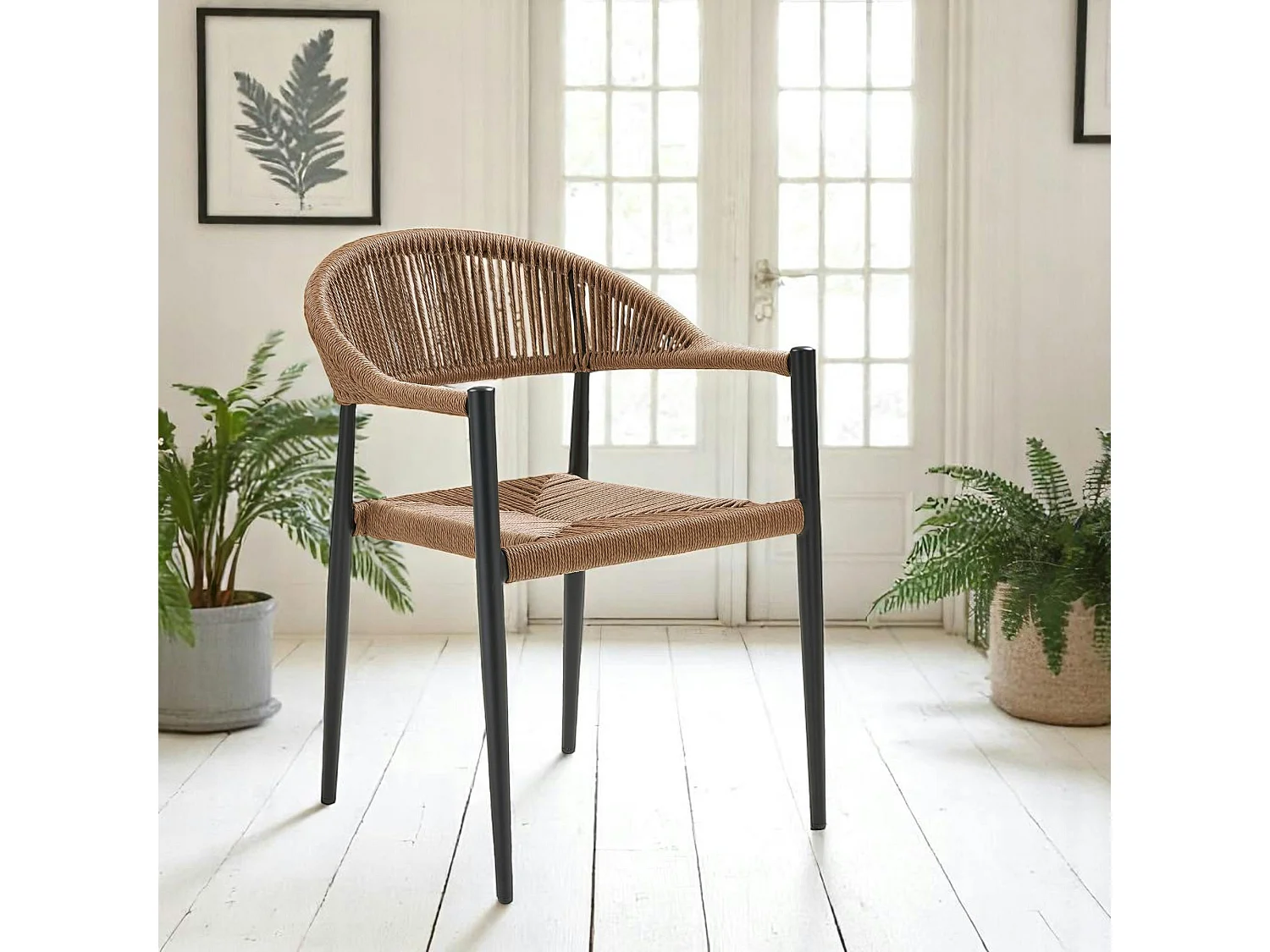 Chaise de jardin noire en résine tressée et aluminium (lot de 2) MENDOZA