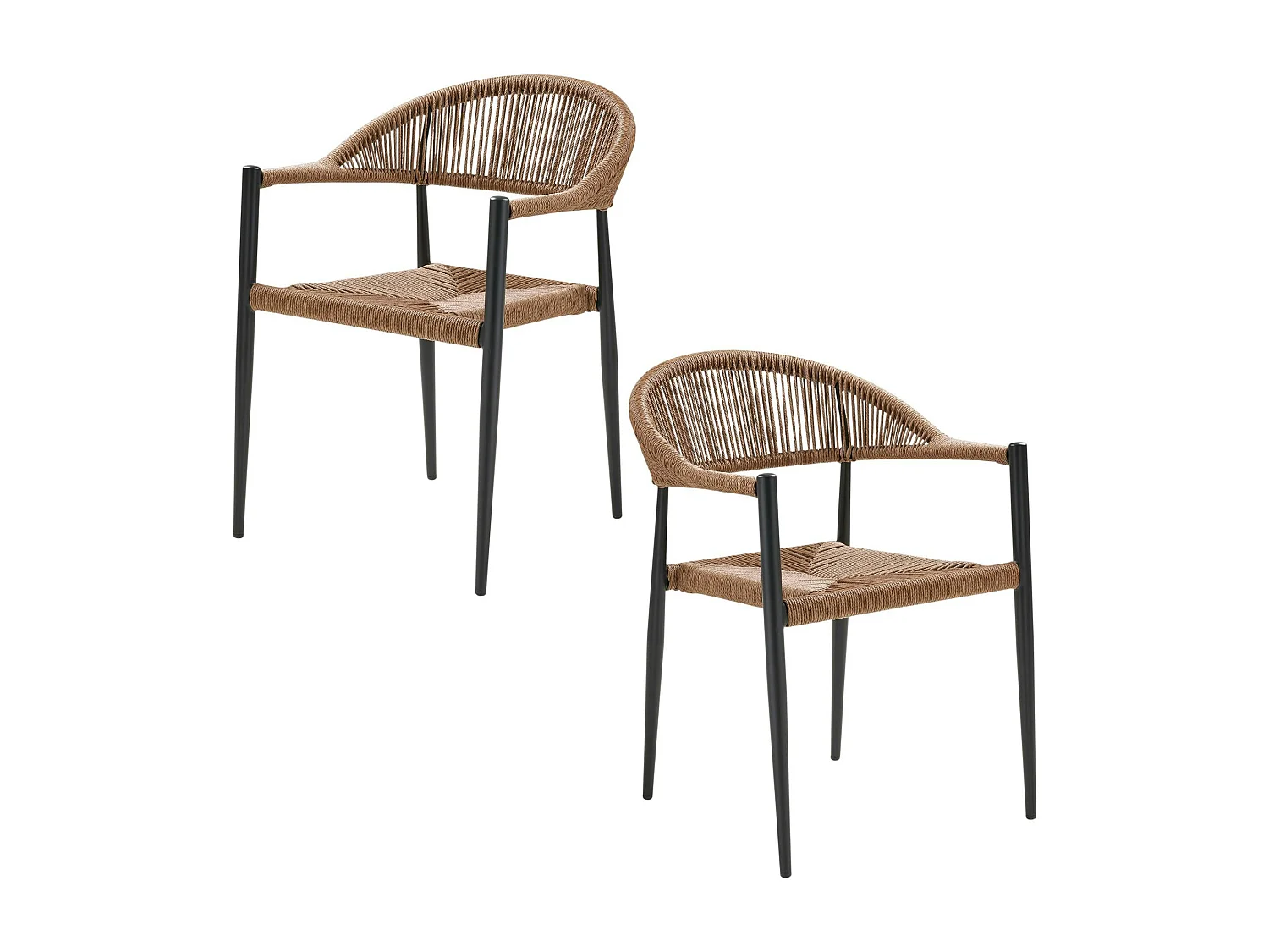 Chaise de jardin noire en résine tressée et aluminium (lot de 2) MENDOZA