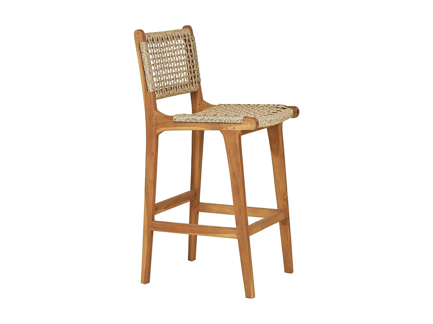 Chaise de bar jardin en teck et résine tressée MENDOZA