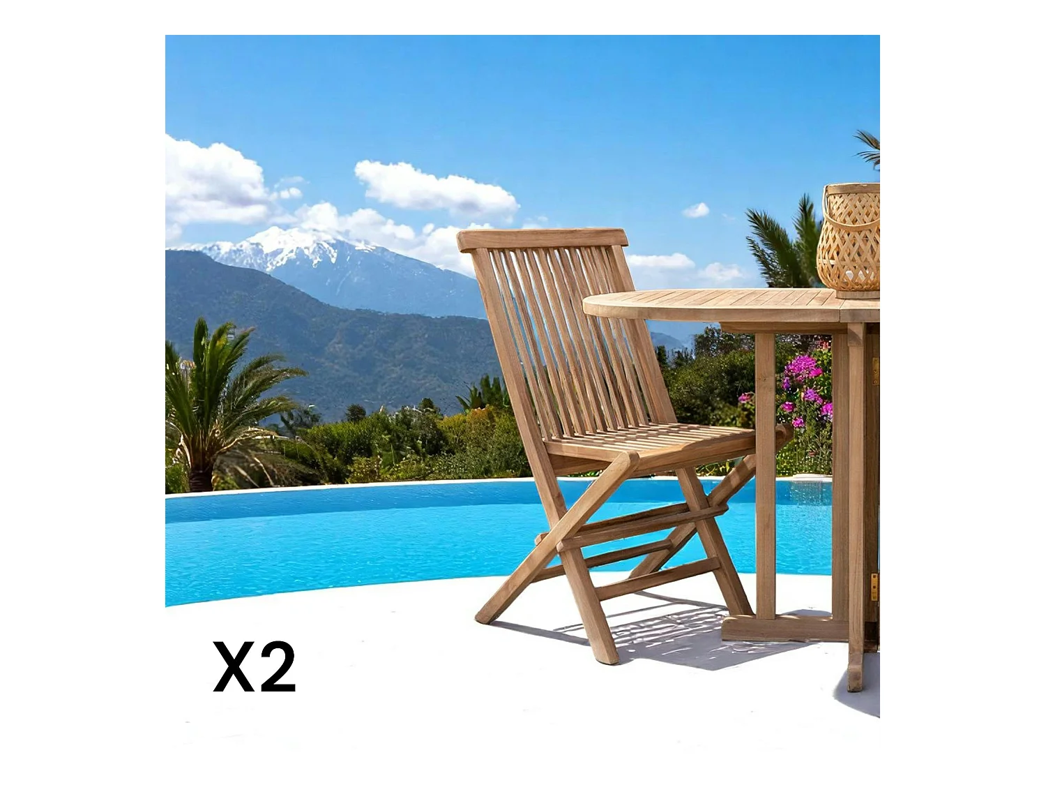 Chaise de jardin en teck, pliante (lot de 2) MENDOZA
