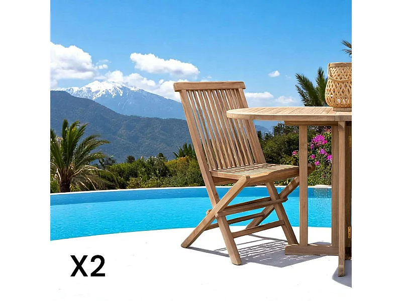 Chaise de jardin en teck, pliante (lot de 2) MENDOZA