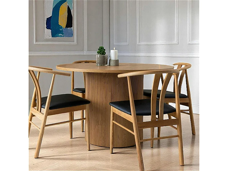 Table à manger ronde effet bois blond ø120 cm MATERA