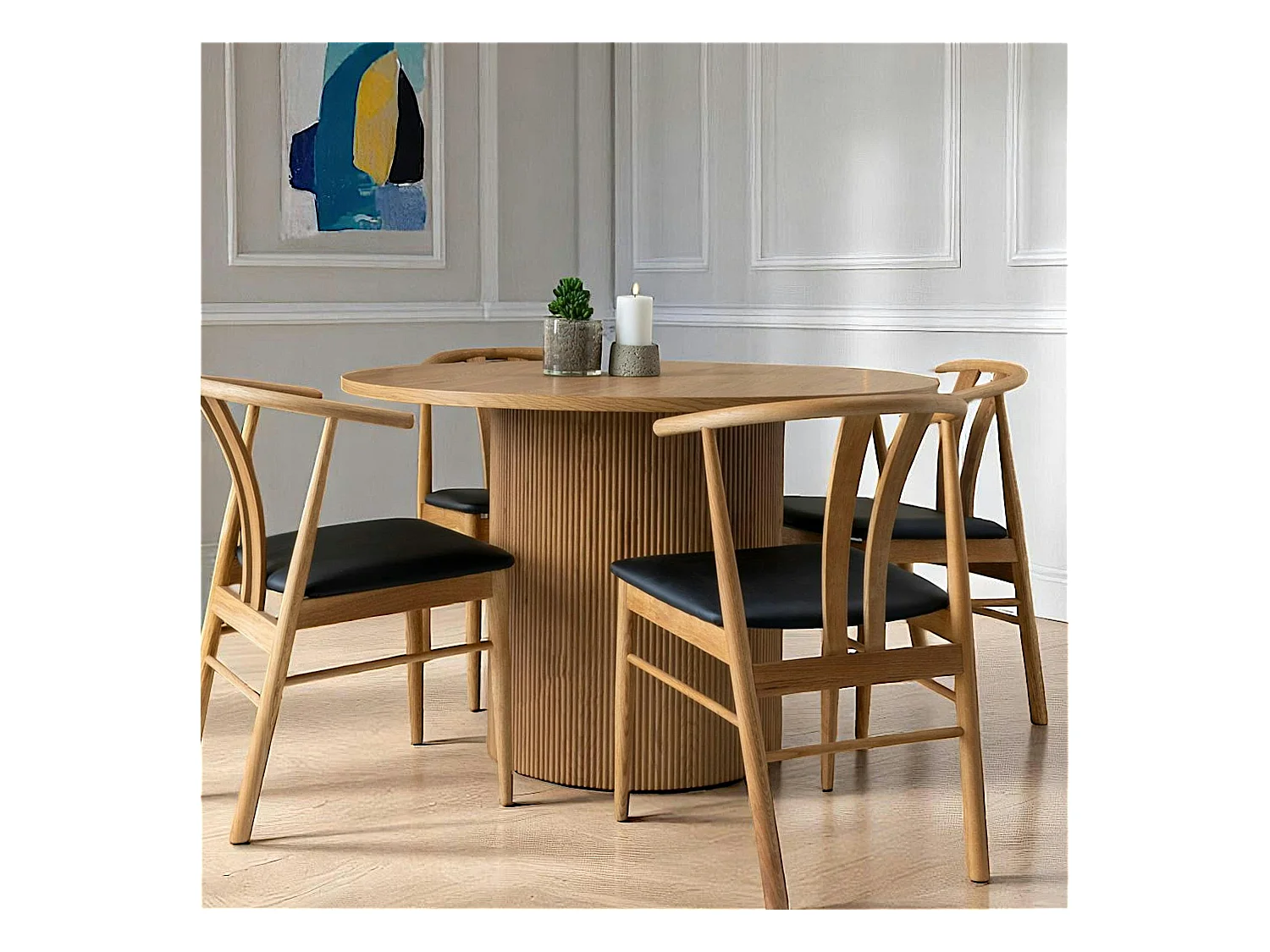 Table à manger ronde effet bois blond ø120 cm MATERA
