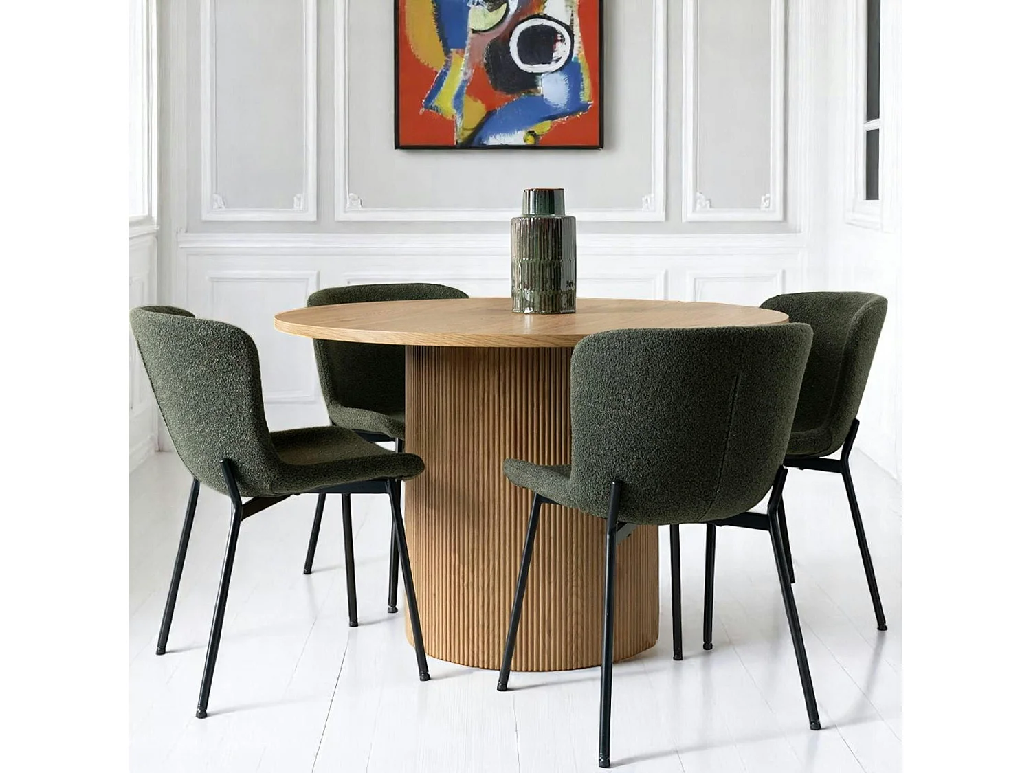 Table à manger ronde effet bois blond ø120 cm MATERA