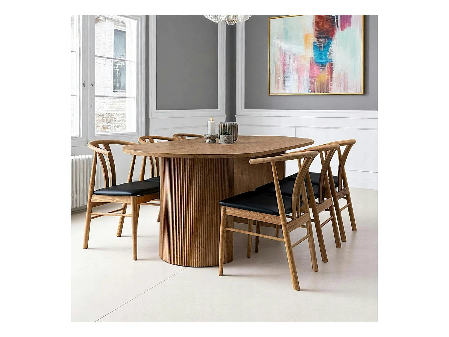 Table à manger ovale effet bois blond 210 cm MATERA