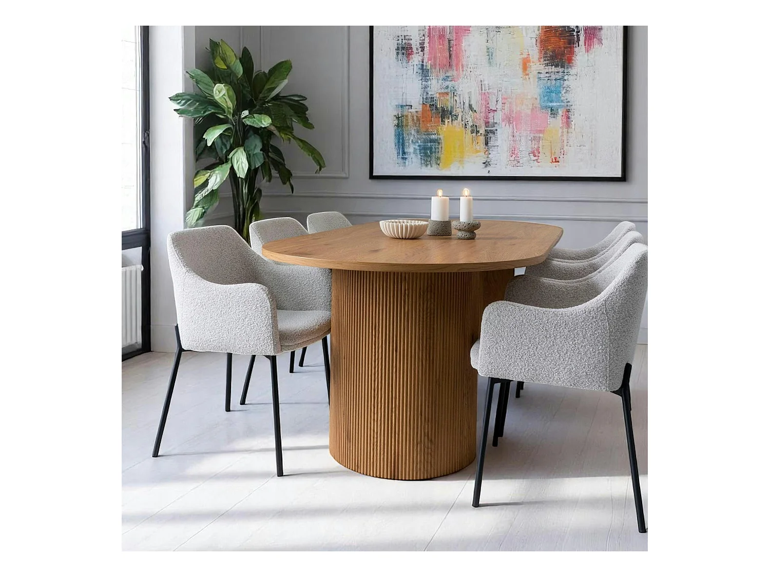 Table à manger ovale effet bois blond 210 cm MATERA