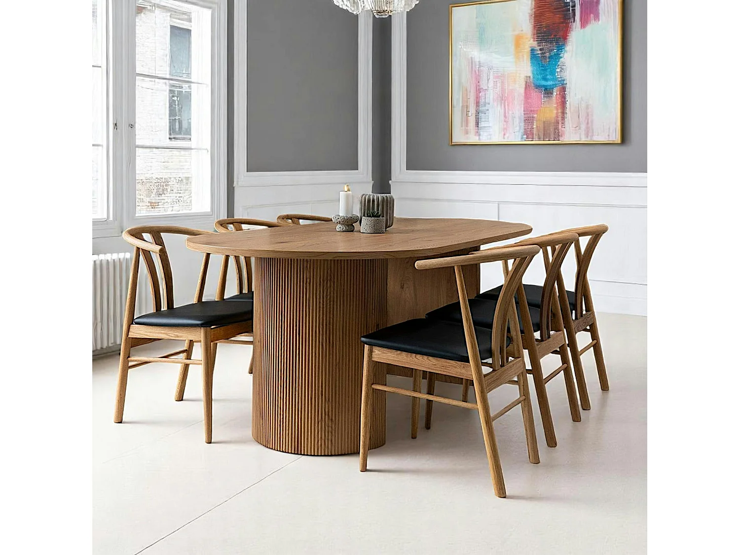 Table à manger ovale effet bois blond 210 cm MATERA