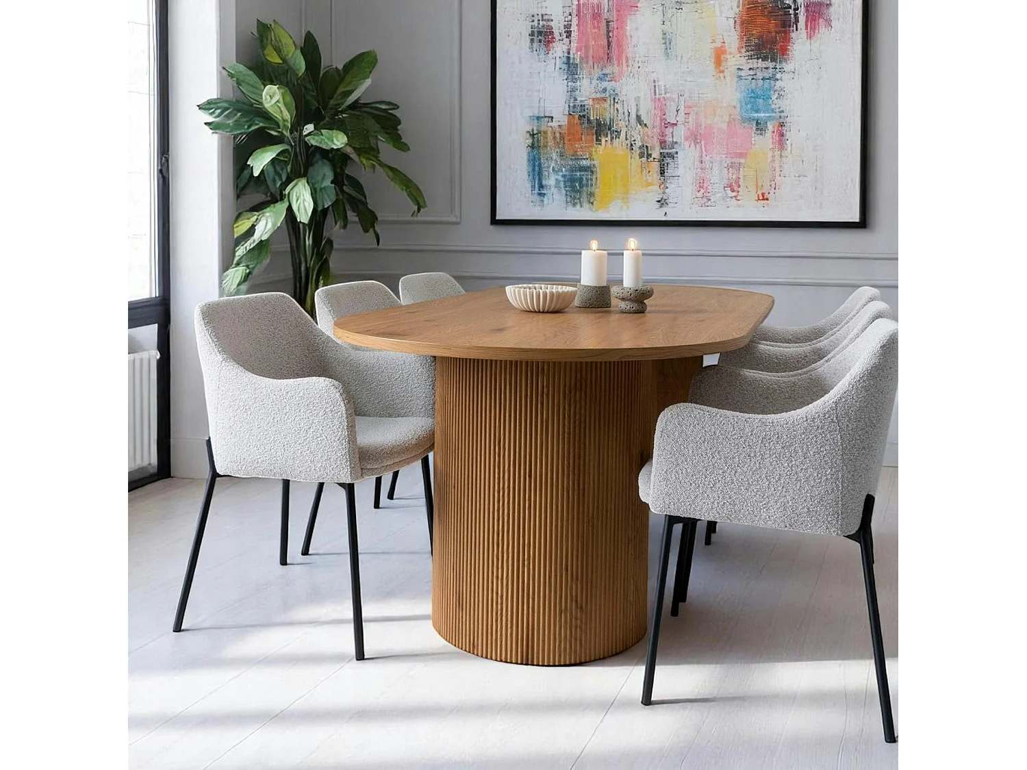 Table à manger ovale effet bois blond 210 cm MATERA