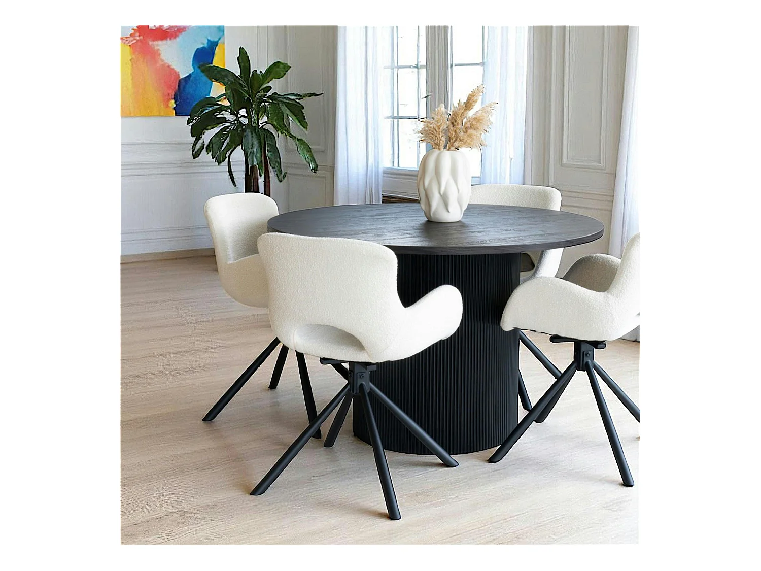 Table à manger ronde effet bois foncé ø120 cm MATERA