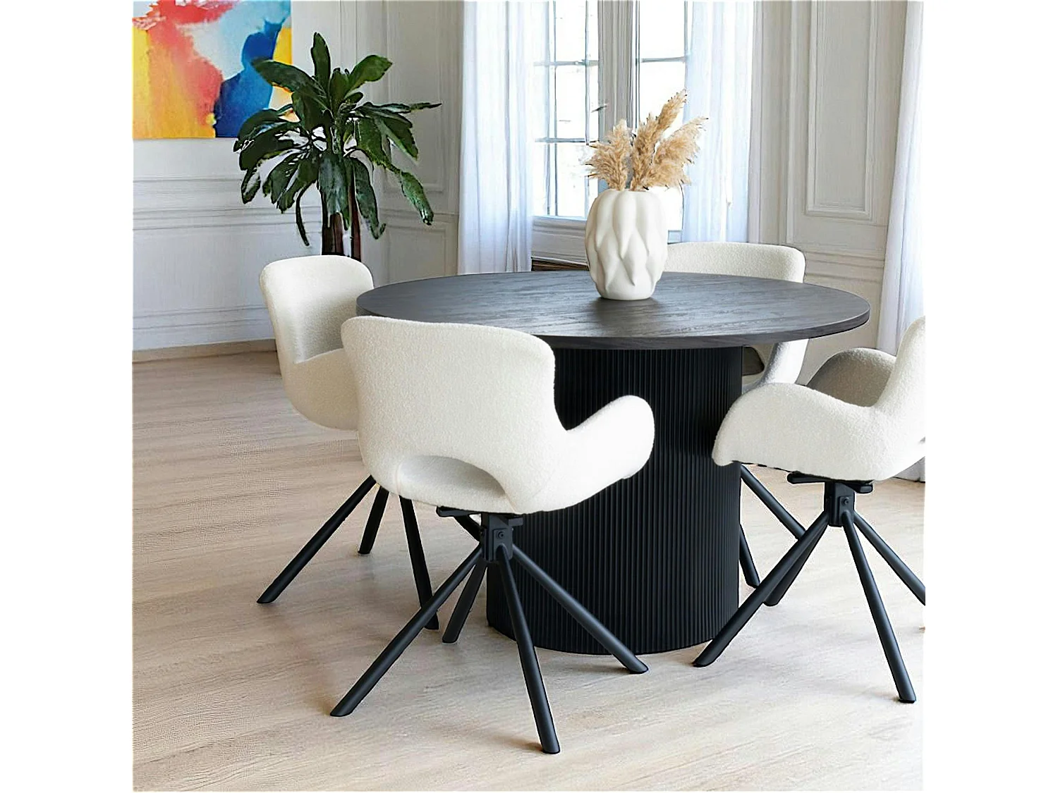 Table à manger ronde effet bois foncé ø120 cm MATERA