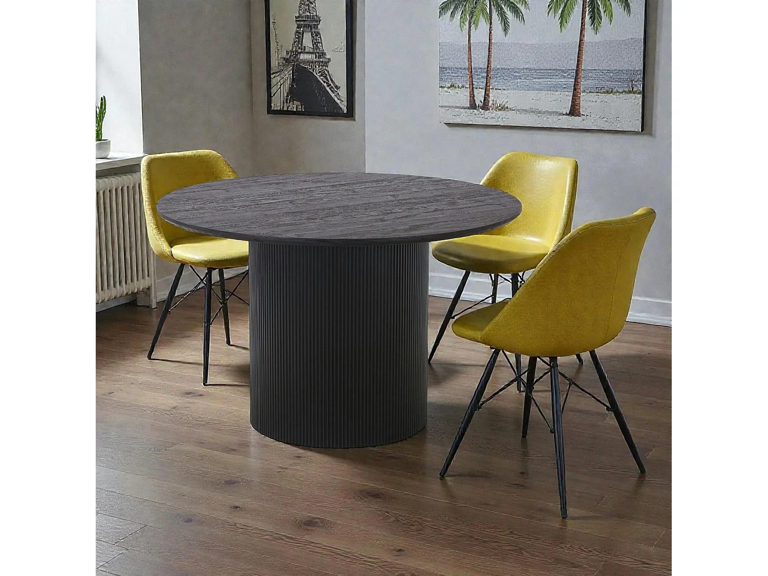 Table à manger ronde effet bois foncé ø120 cm MATERA
