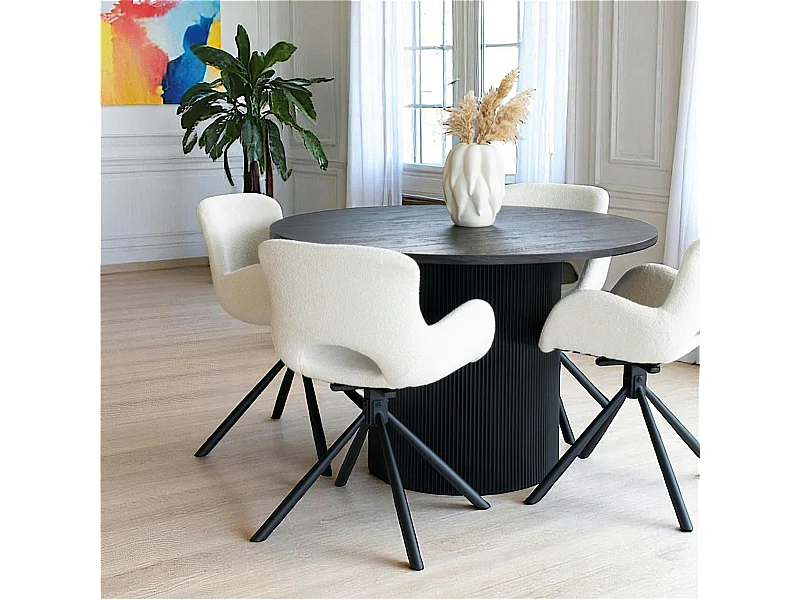 Table à manger ronde effet bois foncé ø120 cm MATERA