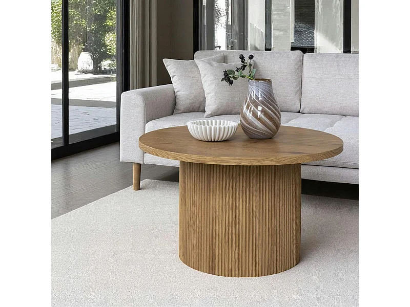 Table basse ronde effet bois blond ø80 cm MATERA