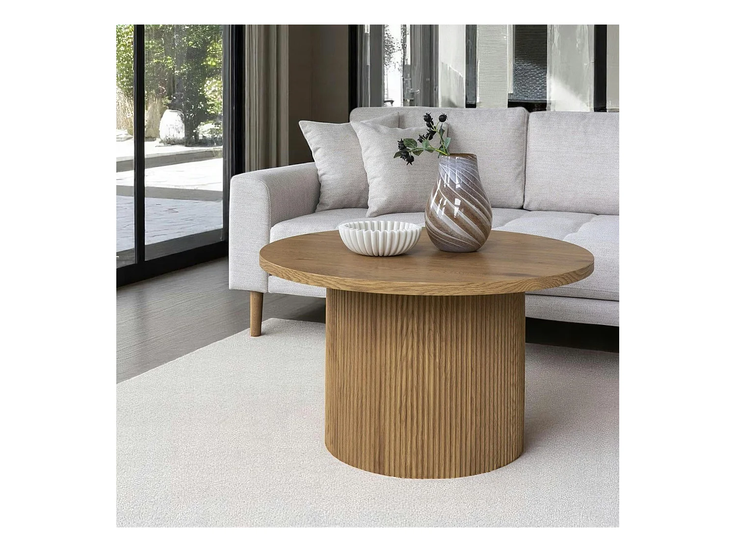 Table basse ronde effet bois blond ø80 cm MATERA