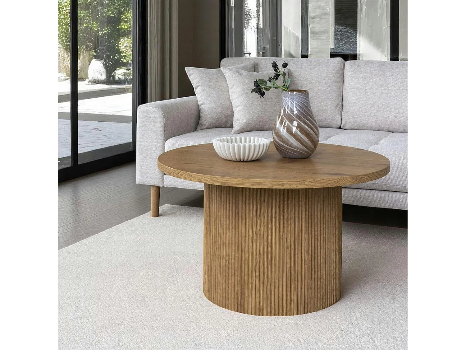 Table basse ronde effet bois blond ø80 cm MATERA