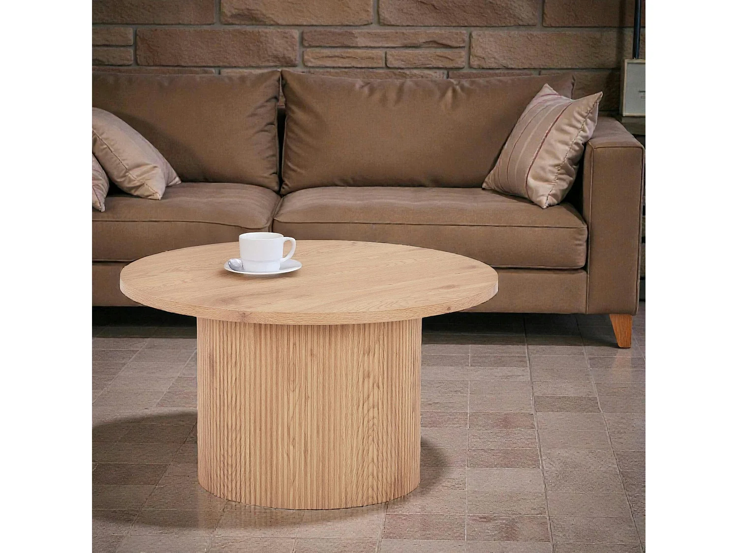 Table basse ronde effet bois blond ø80 cm MATERA