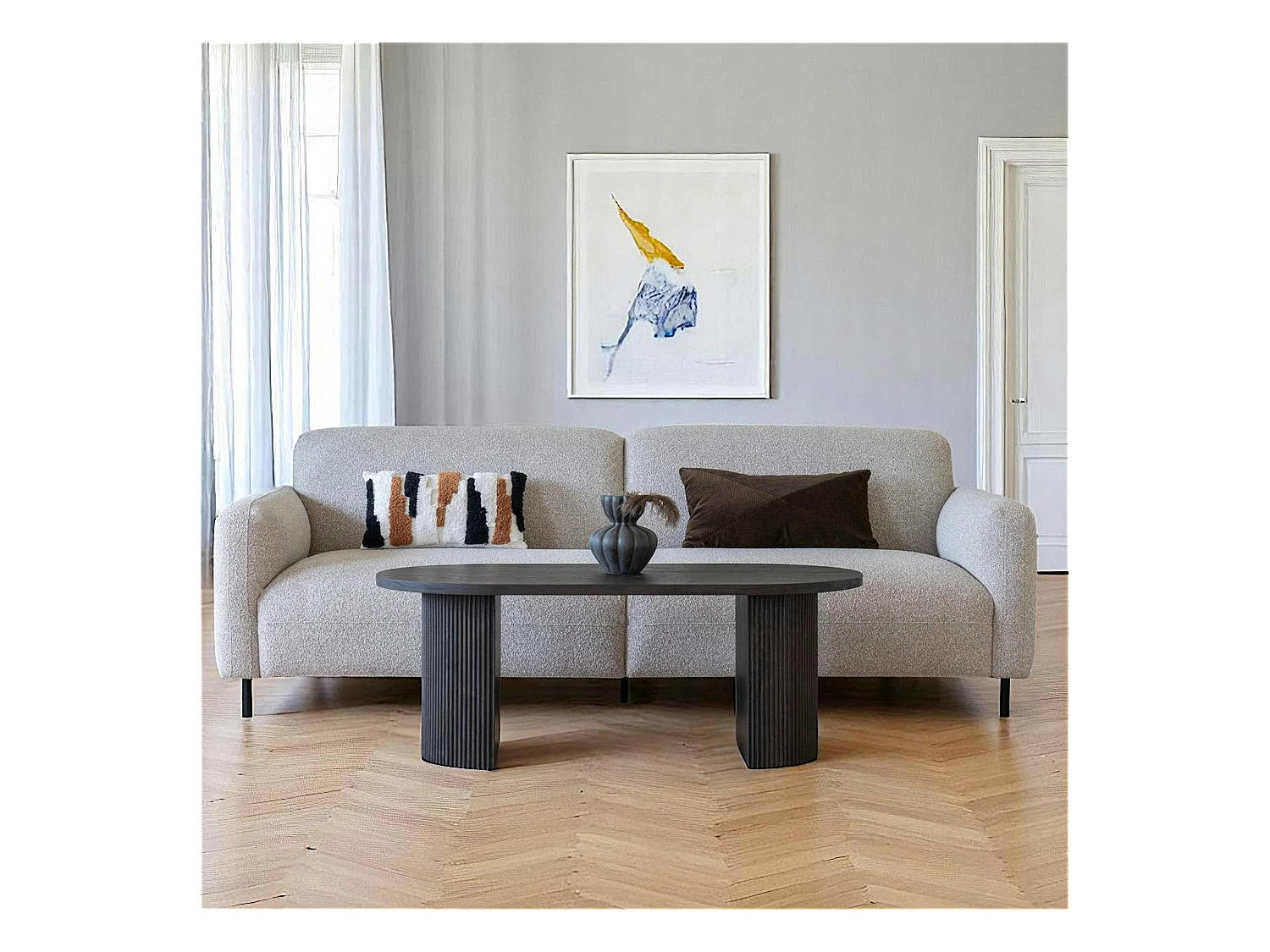 Table basse ovale effet bois foncé MATERA