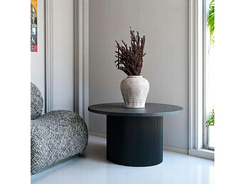 Table basse ronde effet bois foncé ø80 cm MATERA