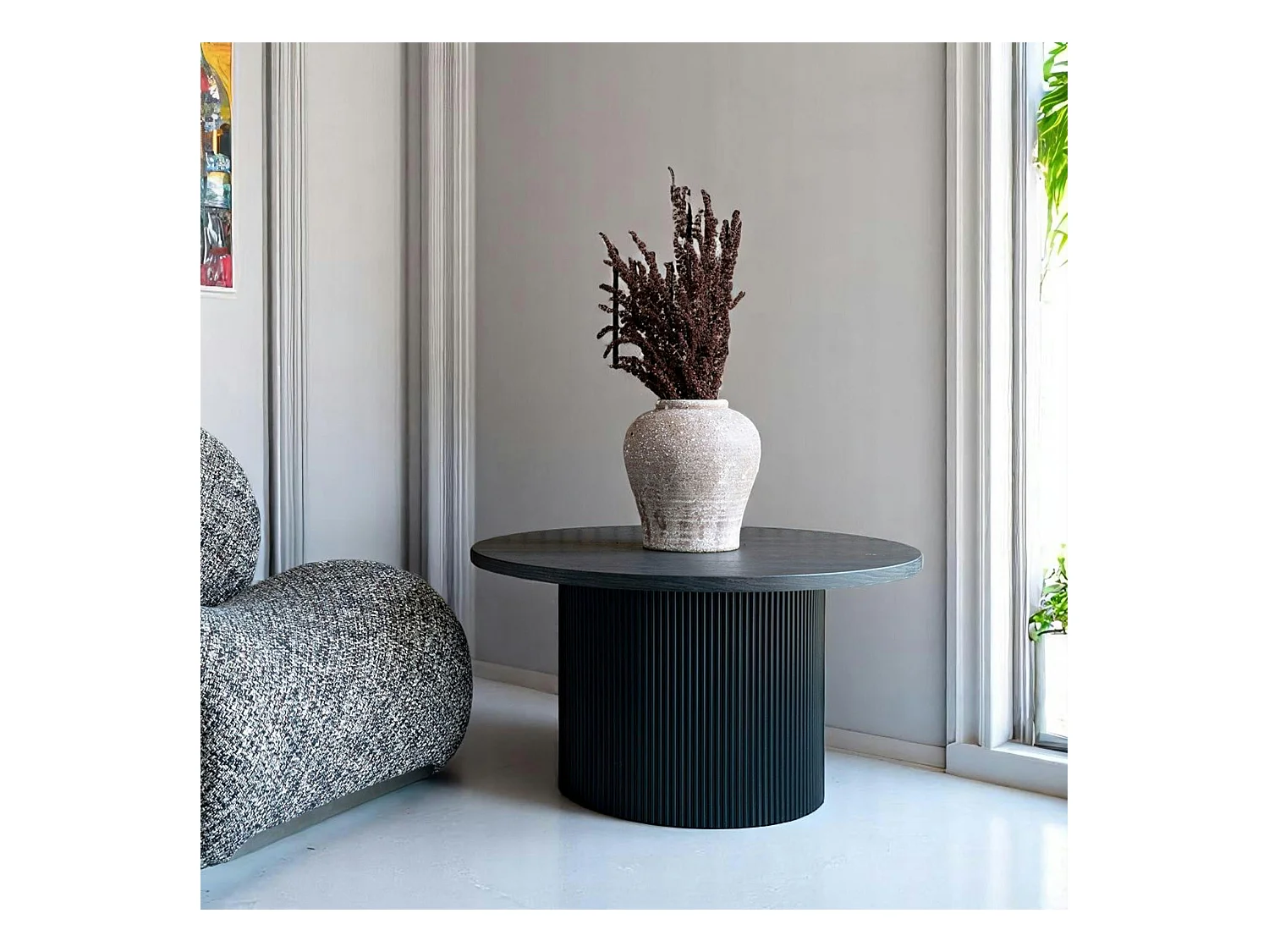 Table basse ronde effet bois foncé ø80 cm MATERA